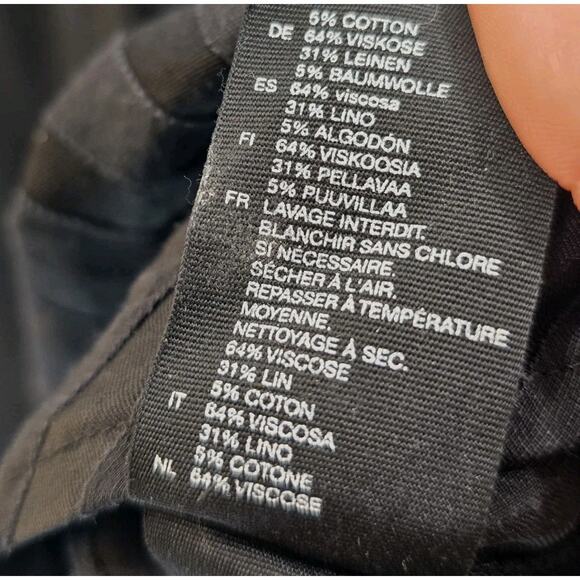 & Other Stories T Shirt Womens Small 4 Black Button Linen Striped Oversized Boxy - Picture 9 of 12